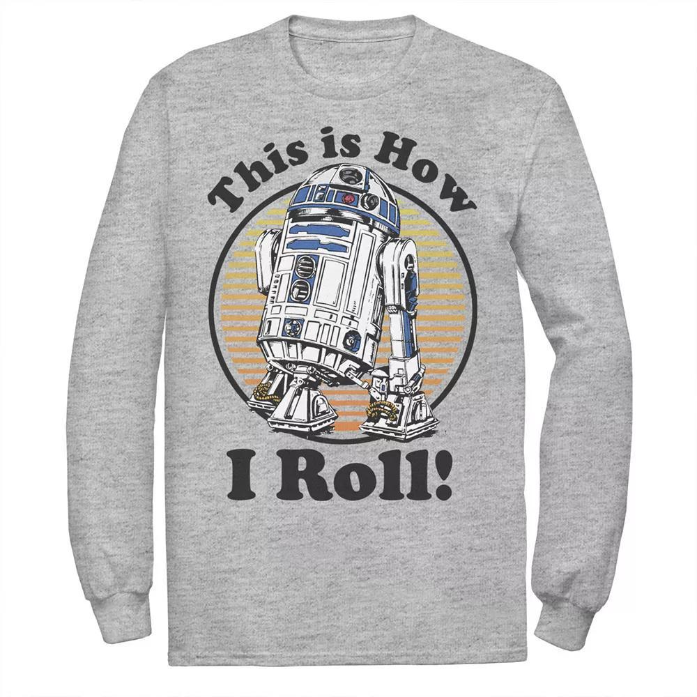 Mens Star Wars C-3PO R2-D2 Besties Badge Long Sleeve Graphic Tee Athletic Grey Product Image