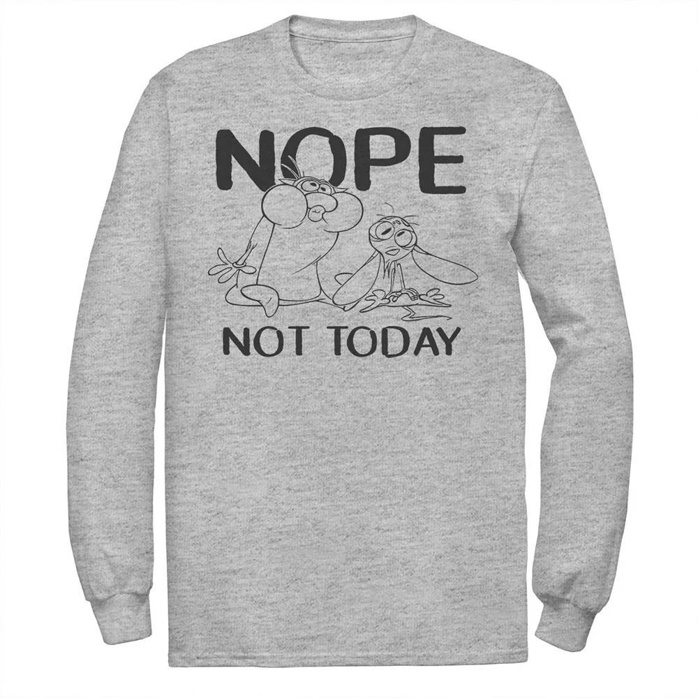 Men's Nickelodeon Ren And Stimpy Nope Not Today Sketch Long Sleeve Graphic Tee, Size: Small, Athletic Grey Product Image