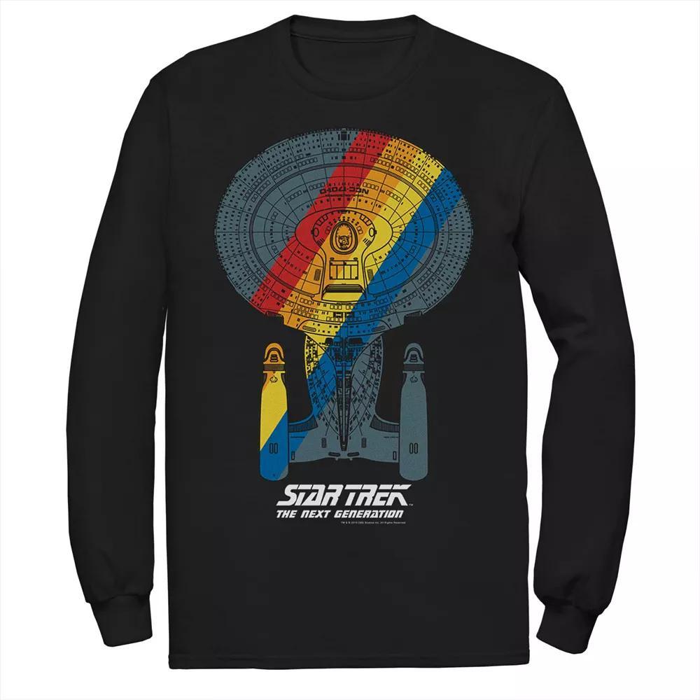 Men's Star Trek Next Generation Retro Rainbow Ship Tee, Size: Medium, Black Product Image