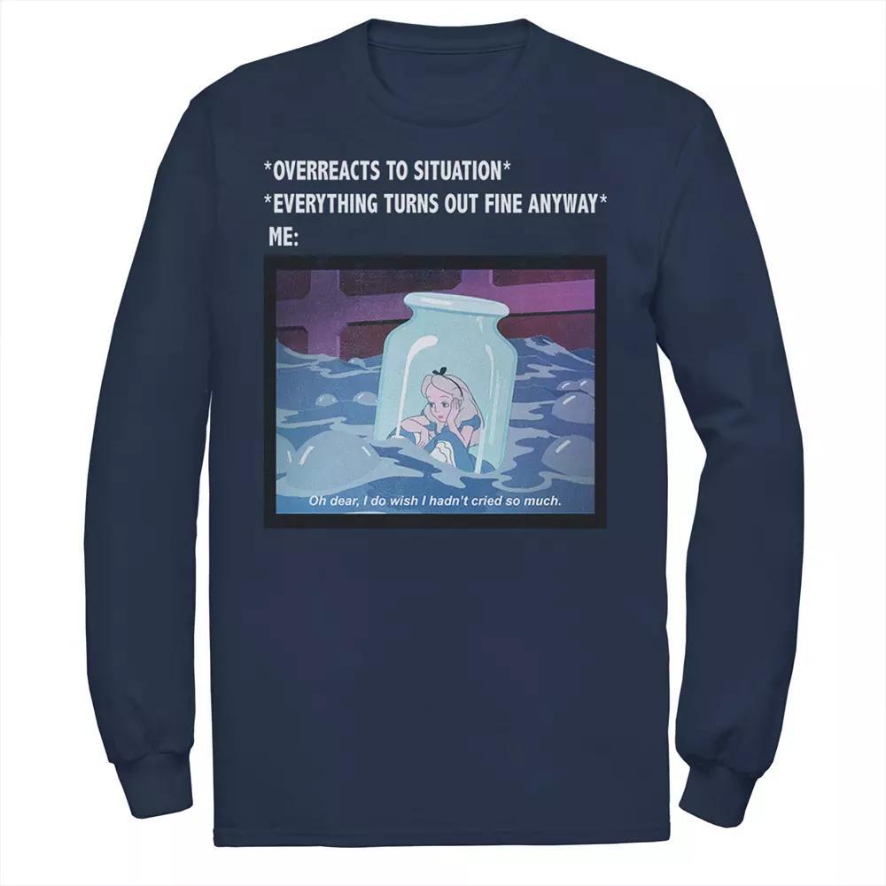 Men's Disney Alice In Wonderland Overreacts To Situation Meme Tee, Size: Small, Blue Product Image