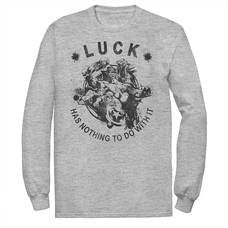 Men's Marvel St Patty's All Skill No Luck Avengers Tee, Size: Large, Athletic Grey Product Image