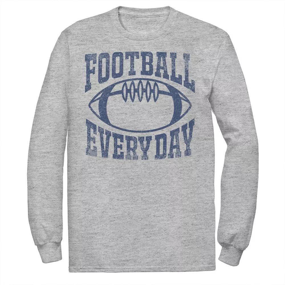 Men's Football Every Day Vintage Collegiate Navy Long Sleeve Graphic Tee, Size: Medium, Athletic Grey Product Image