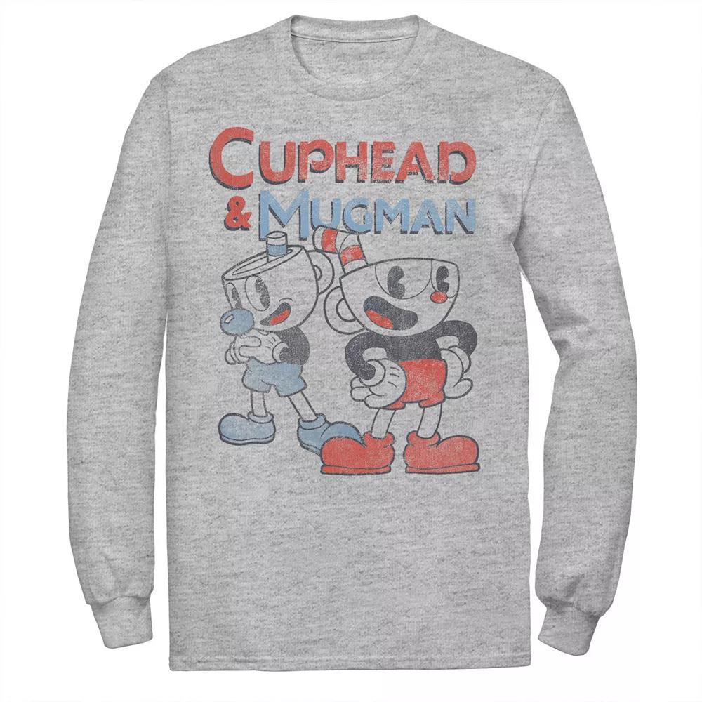 Men's Cuphead And Mugman Dynamic Duo Vintage Long Sleeve Graphic Tee, Size: XL, Athletic Grey Product Image