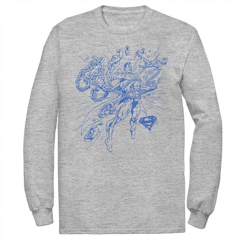 Men's DC Comics Superman Break Chains Outlined Comic Poster Tee, Size: Medium, White Product Image