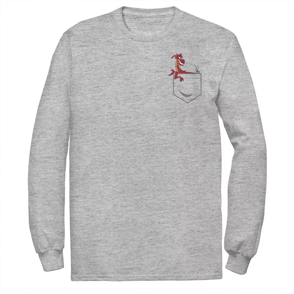 Men's Disney's Mulan Mushu Left Chest Pocket Tee, Size: XL, Athletic Grey Product Image