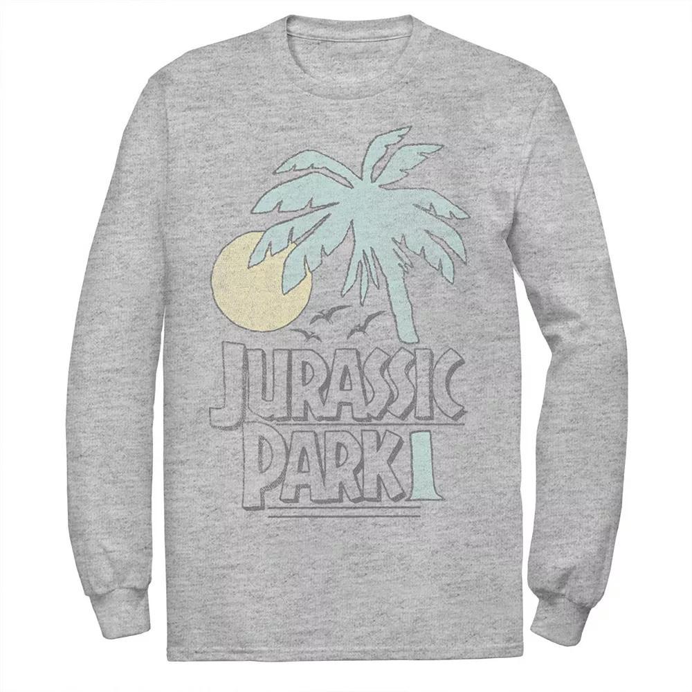 Men's Jurassic Park Palm Tree Sunset Logo Tee, Size: 3XL, Athletic Grey Product Image