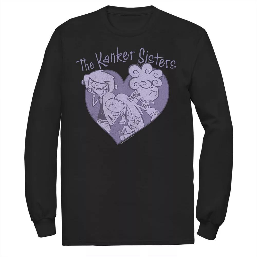 Men's Cartoon Network Ed, Edd & Eddy The Kanker Sisters Purple Hue Heart Portrait Long Sleeve Tee, Size: Small, Blue Product Image