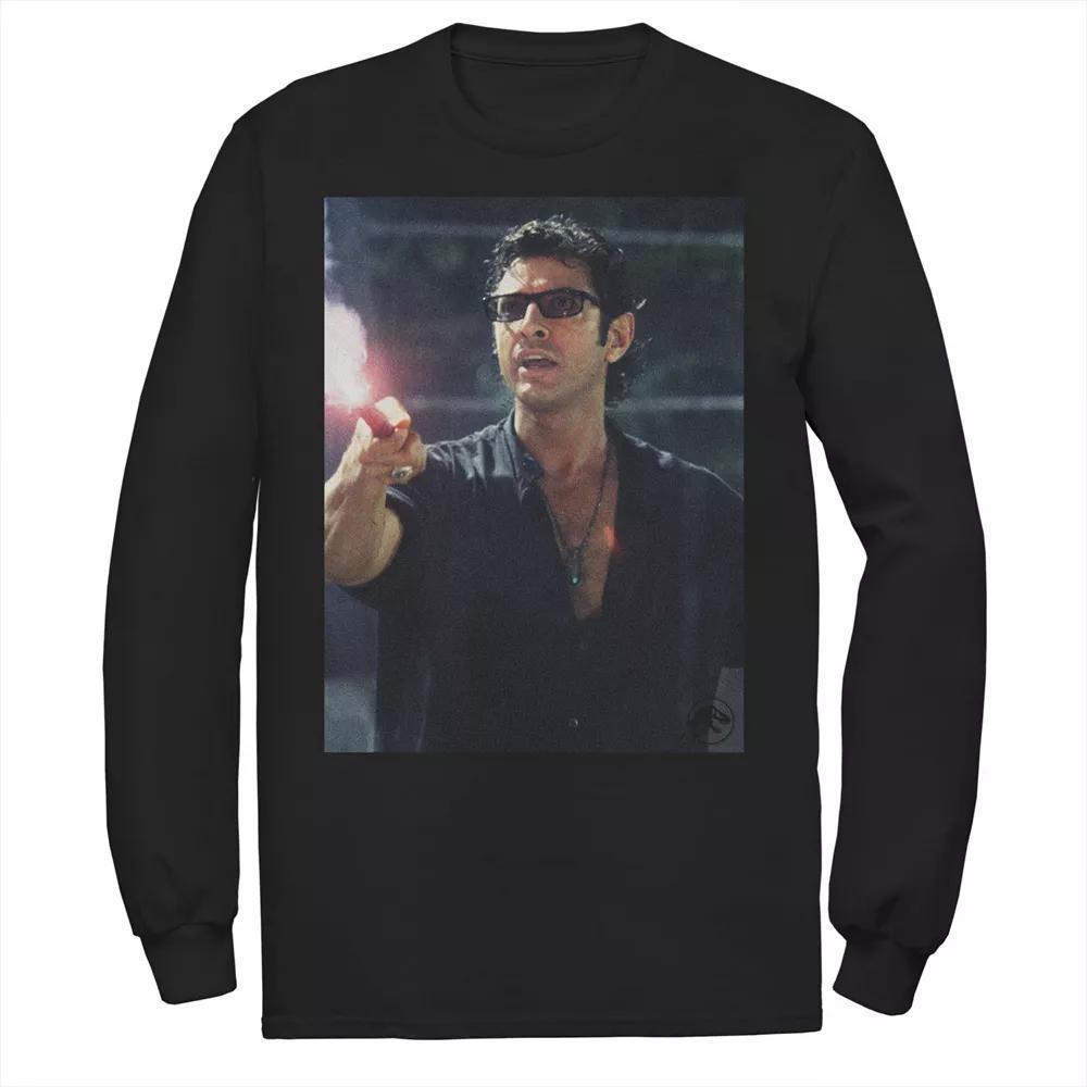 Men's Jurassic Park Ian Malcolm Road Flare Photo Long Sleeve Graphic Tee, Size: Large, Blue Product Image