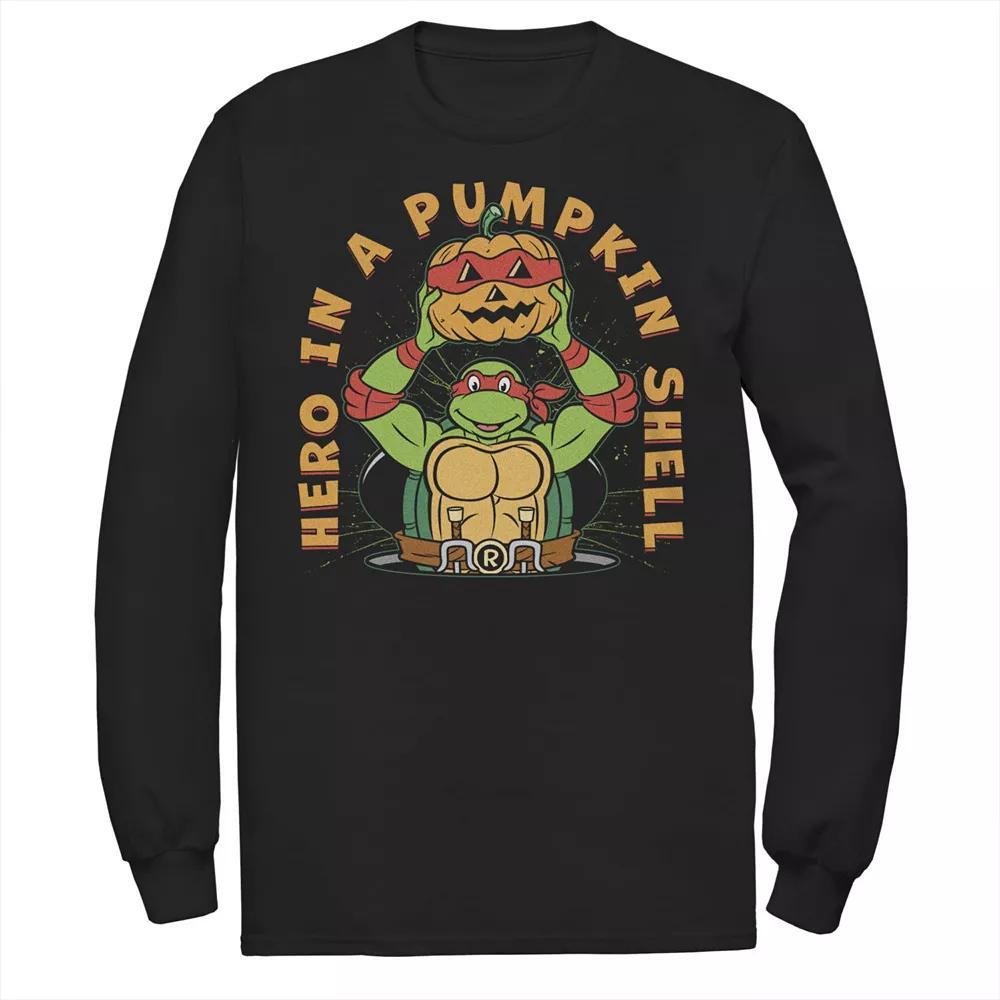 Big & Tall Teenage Mutant Ninja Turtles Hero In A Pumpkin Shell Long Sleeve Halloween Graphic Tee, Men's, Size: Large Tall, Black Product Image