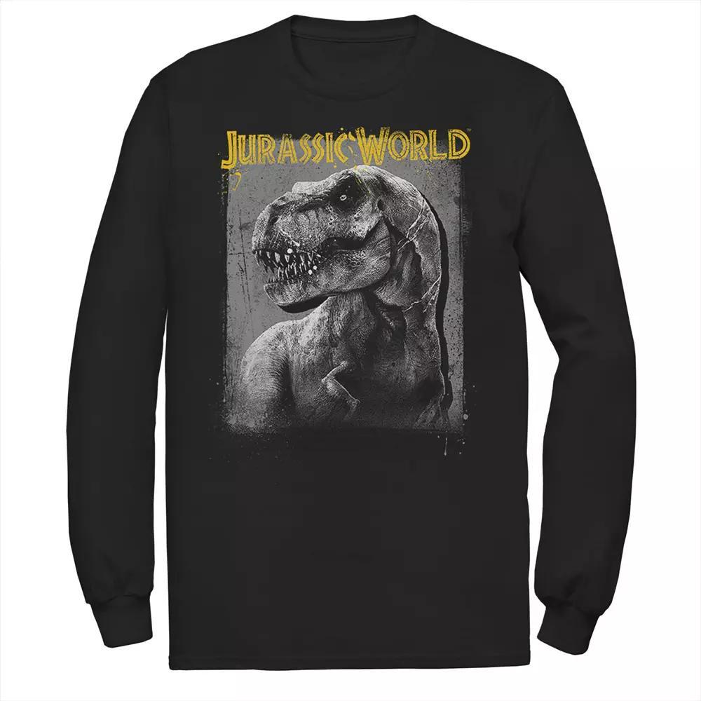 Men's Jurassic World T-Rex Profile Shading Long Sleeve Graphic Tee, Size: 3XL, Black Product Image