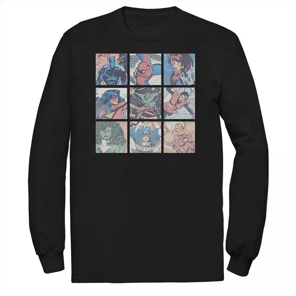 Big & Tall Marvel Pastel Heroes Group Grid Tee, Men's, Size: 4XL, Black Product Image