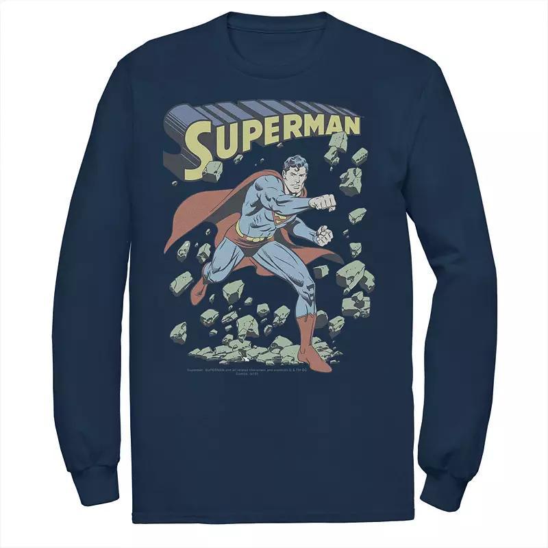 Men's DC Comics Superman With Rocks Vintage Poster Tee, Size: Small, Black Product Image