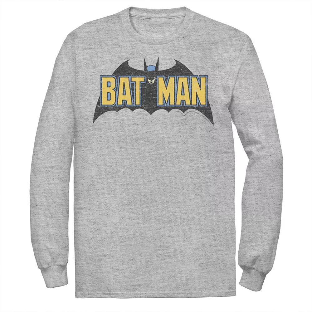 Men's DC Comics Batman Distressed Vintage Text Logo Tee, Size: Medium, White Product Image