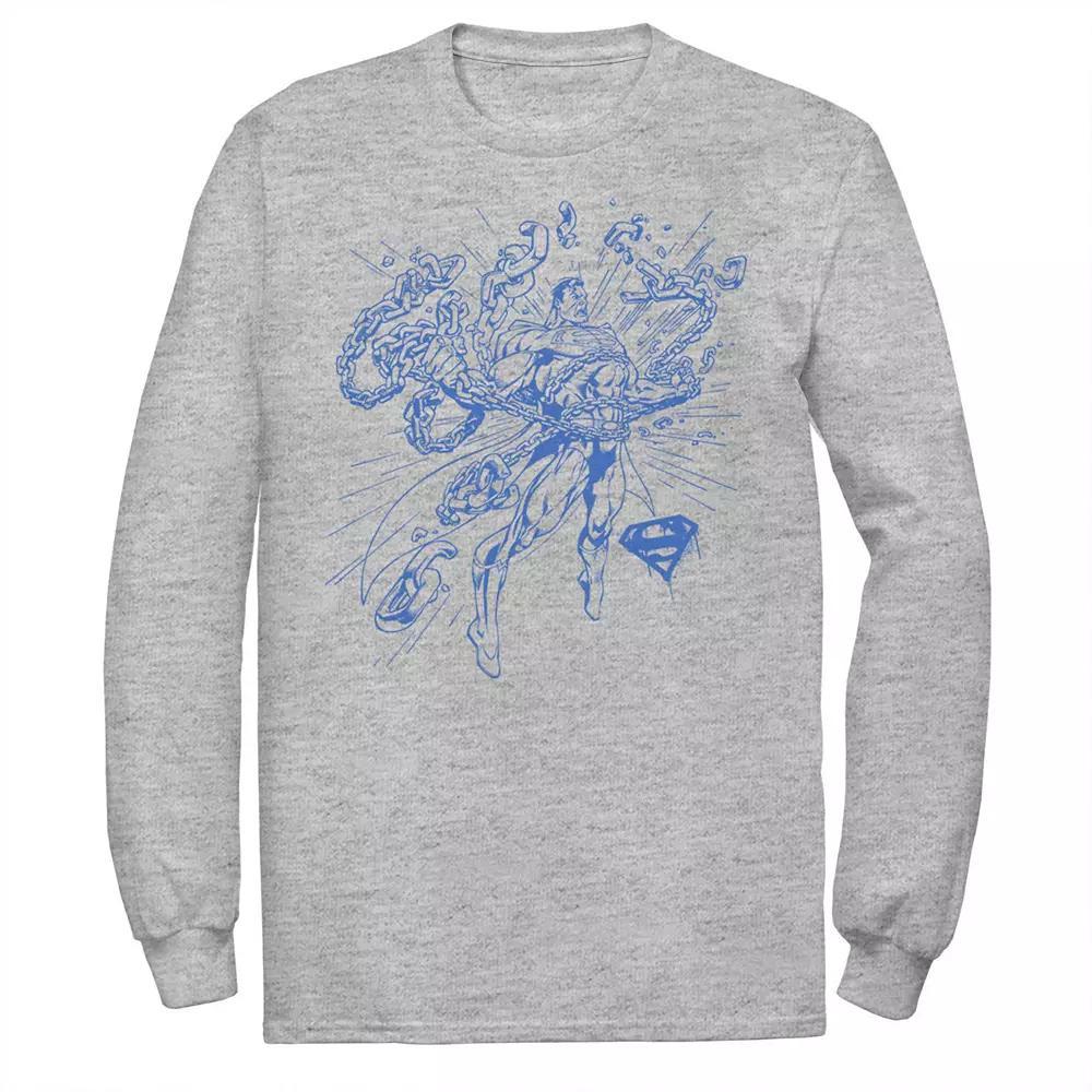 Men's DC Comics Superman Break Chains Outlined Comic Poster Tee, Size: Medium, White Product Image