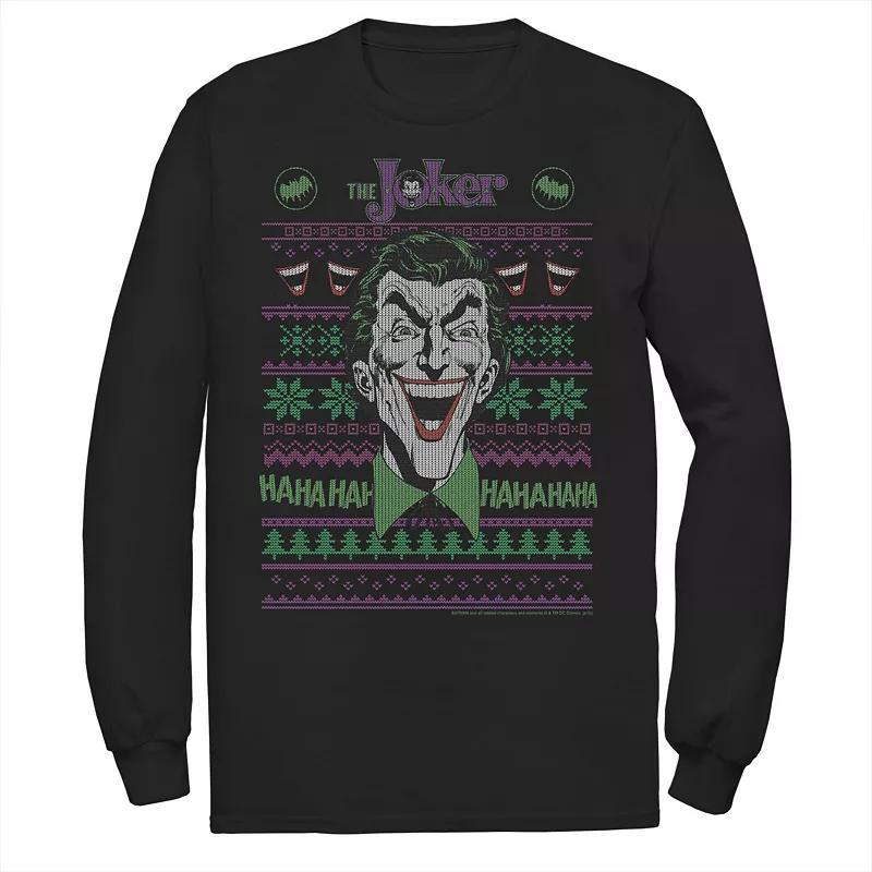 Men's Batman Joker Head Shot Knit Style Tee, Size: Small, Black Product Image