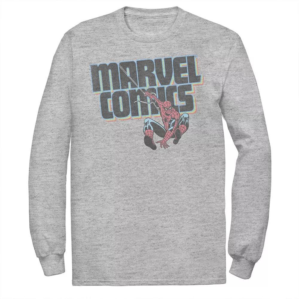 Men's Marvel Comics Spider-Man Classic Web Sling Logo Graphic Tee, Size: XL, Athletic Grey Product Image