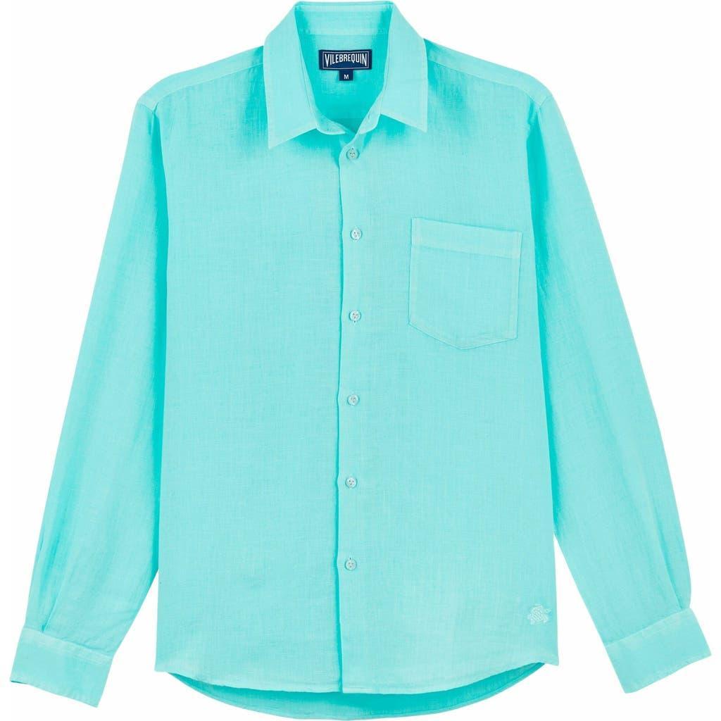 Mens Caroubis Solid Linen Sport Shirt Product Image