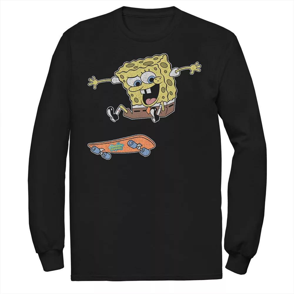 Men's SpongeBob SquarePants Skateboard Trick Tee, Size: Small, Black Product Image