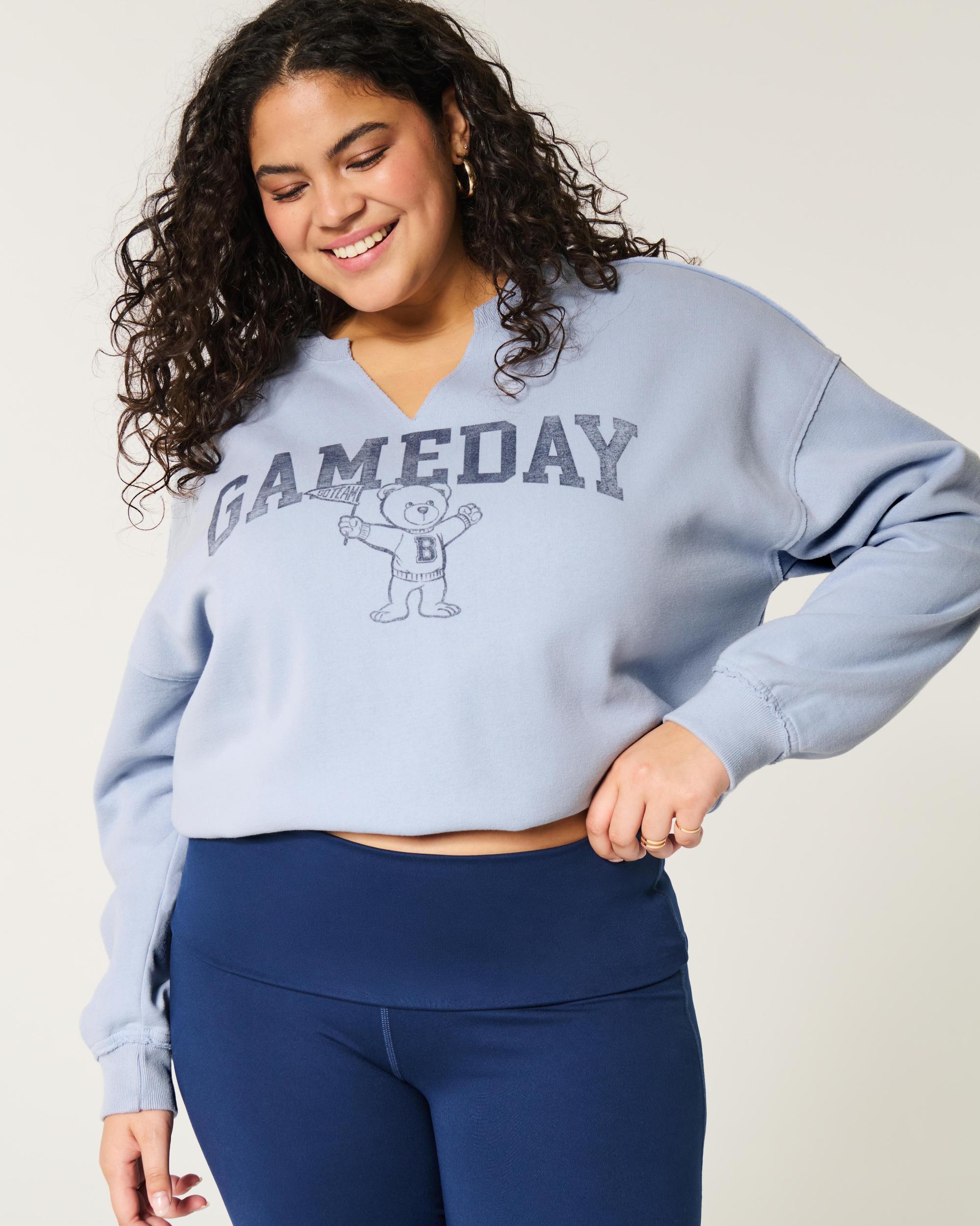 Oversized Camo Number Graphic Notch-Neck Sweatshirt Product Image
