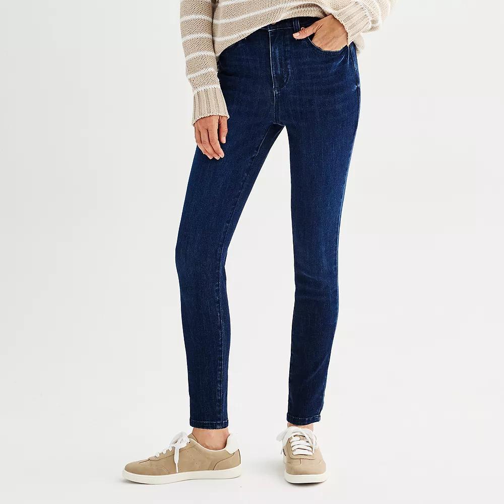 Petite Sonoma Goods For Life® High Rise Skinny Jeans, Women's, Size: 12 Petite, Dark Blue Product Image
