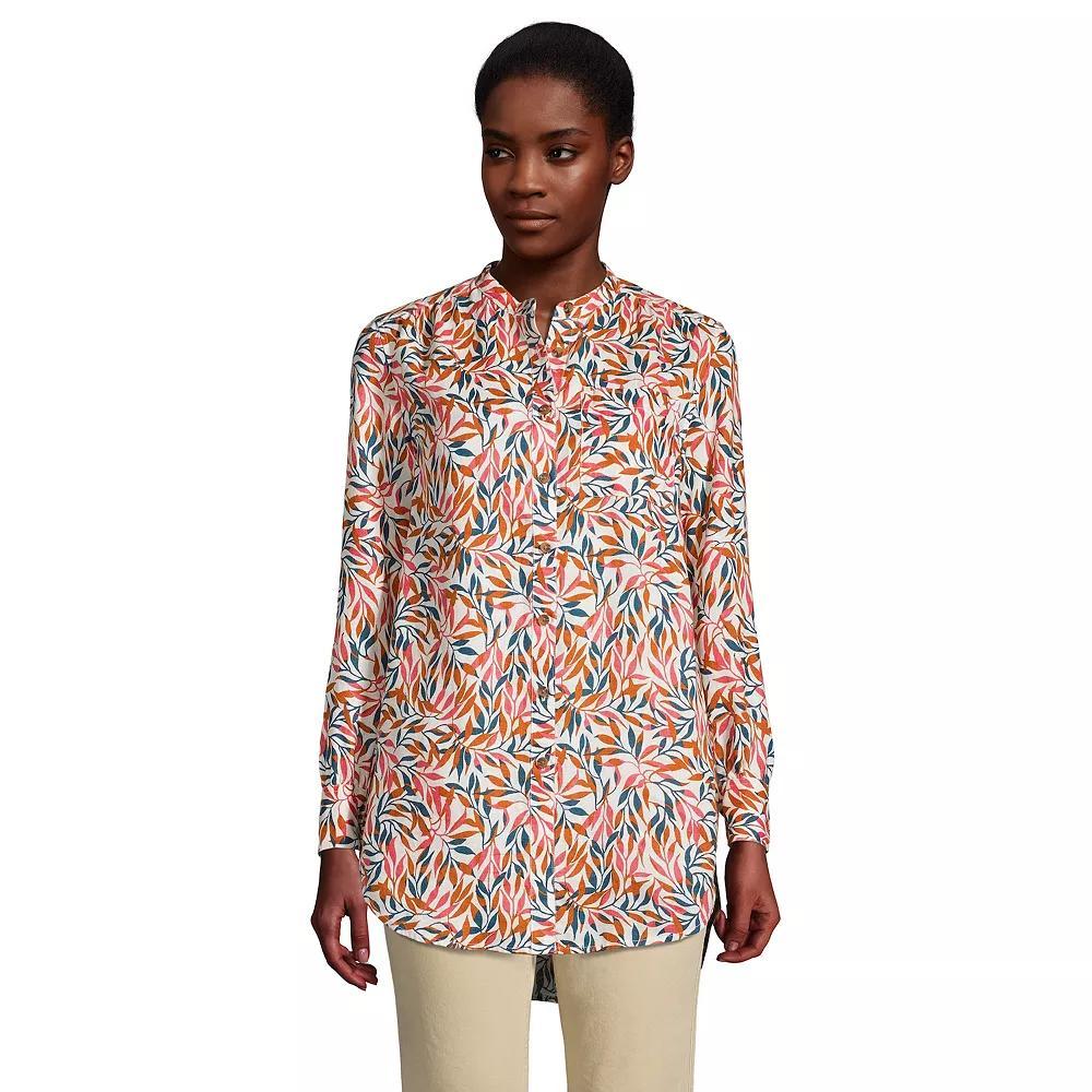 Women's Lands' End Linen A-Line Tunic Shirt, Size: Medium, Multi Product Image