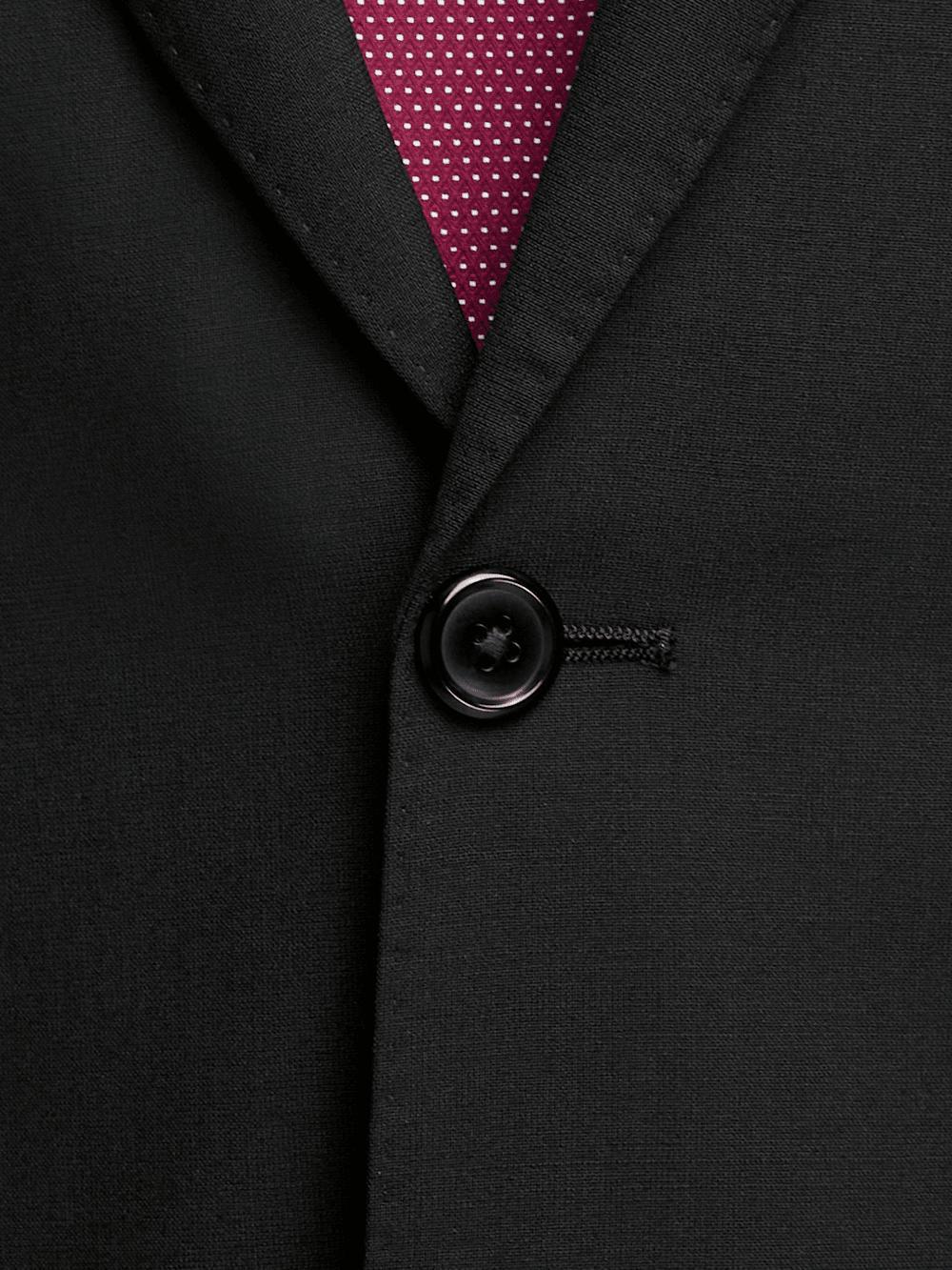 Wool Stretch Bengaline Single Breasted Peak Lapel Suit - Black Product Image
