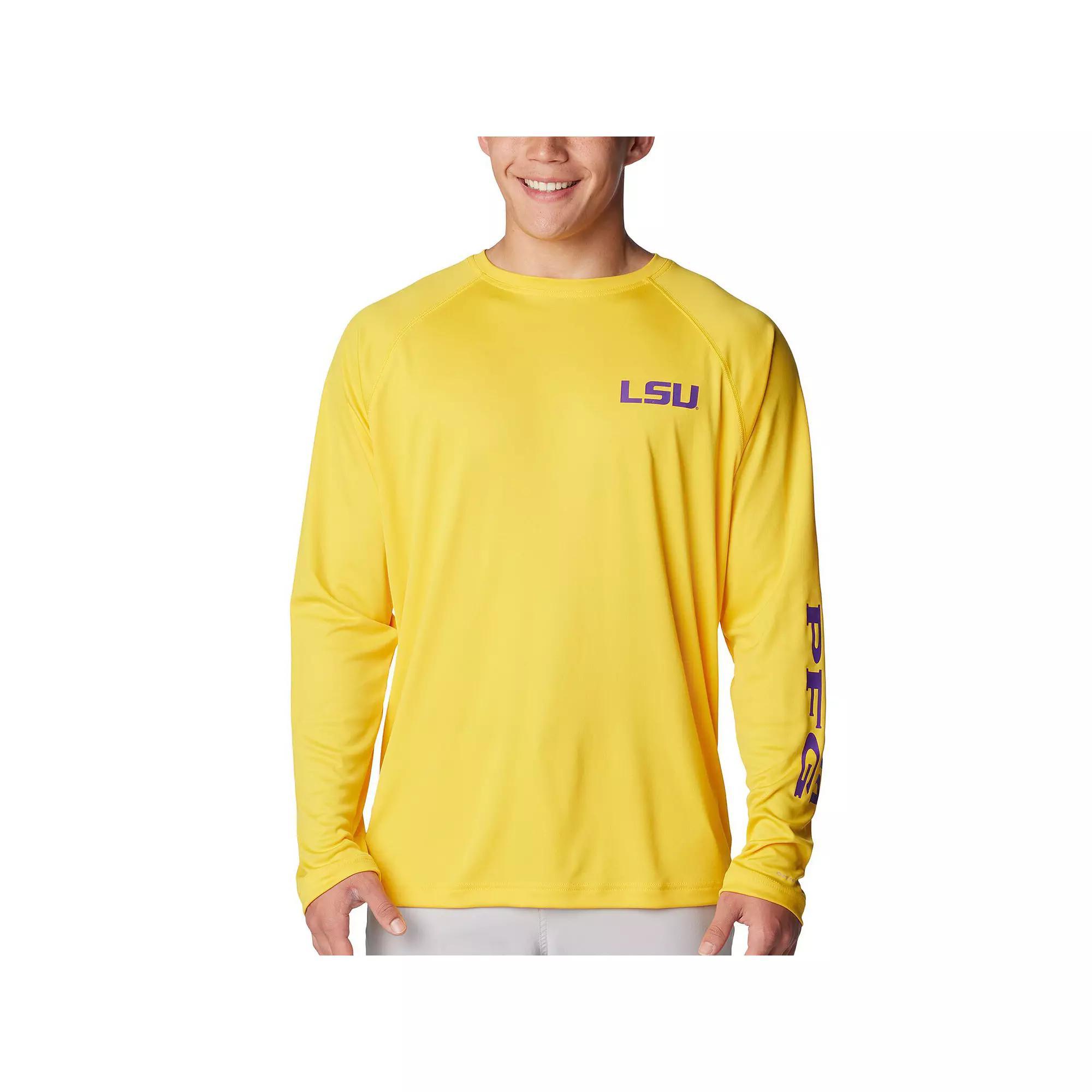 Mens Columbia LSU Tigers Terminal Tackle Omni-Shade Raglan Long Sleeve T-Shirt Product Image