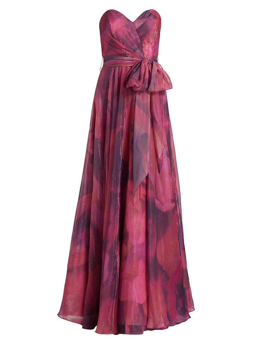 Womens Organza Strapless A-Line Gown Product Image