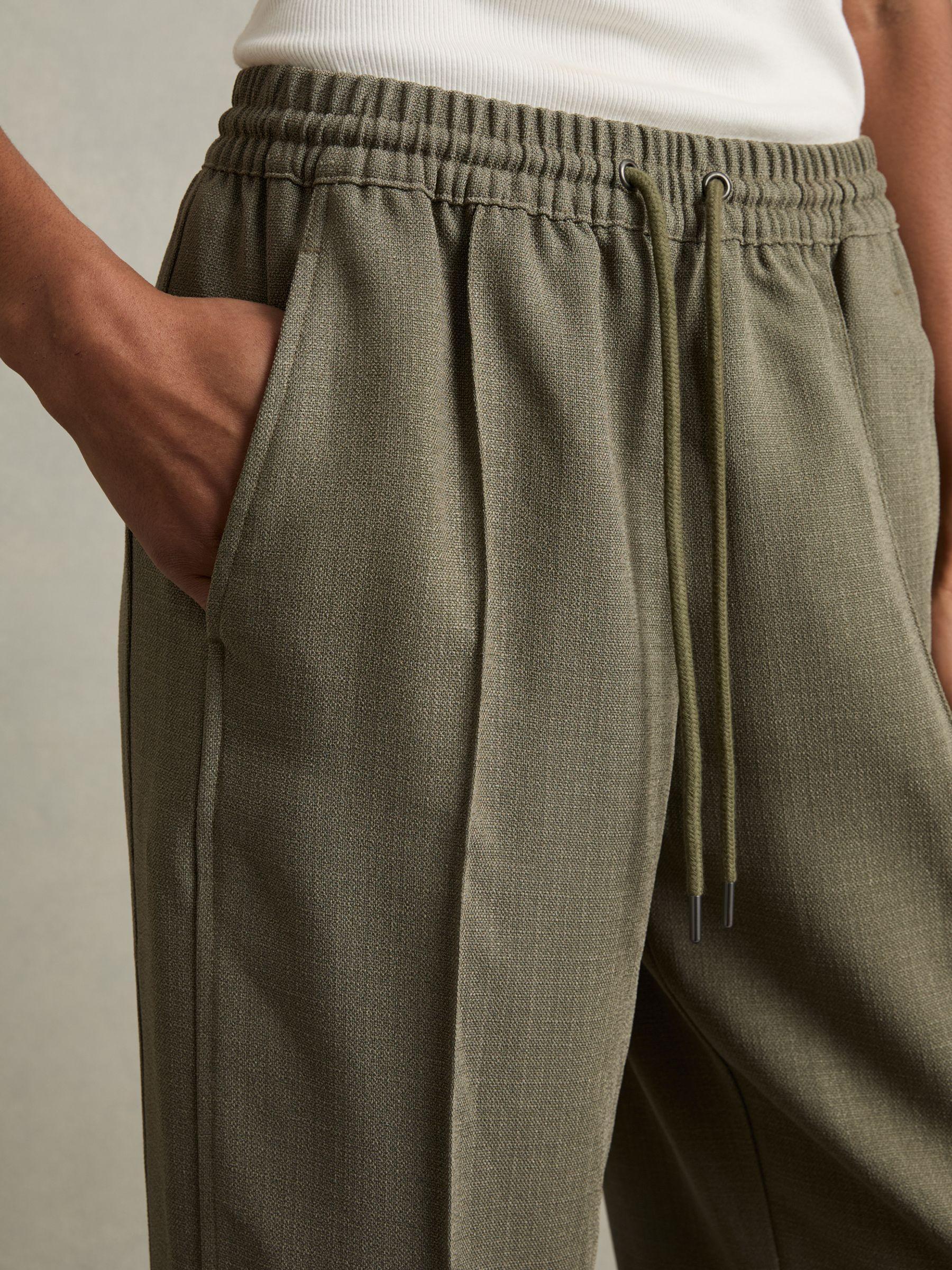 Petite Wide-Leg Drawstring Trousers in Khaki Product Image