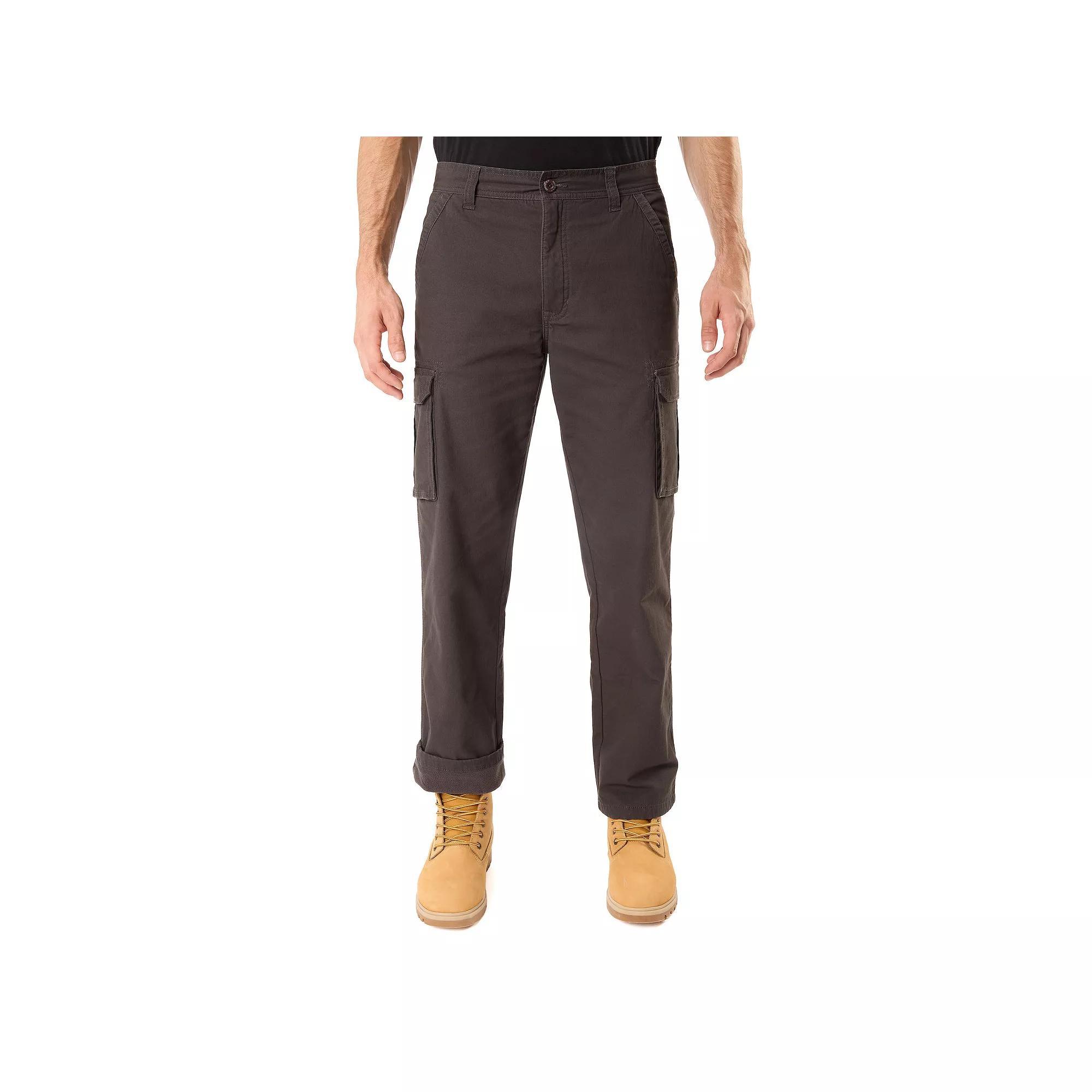 Men's Smith's Workwear Relaxed-Fit Print Fleece-Lined Cargo Canvas Pants, Size: 40 X 32, Brown Product Image