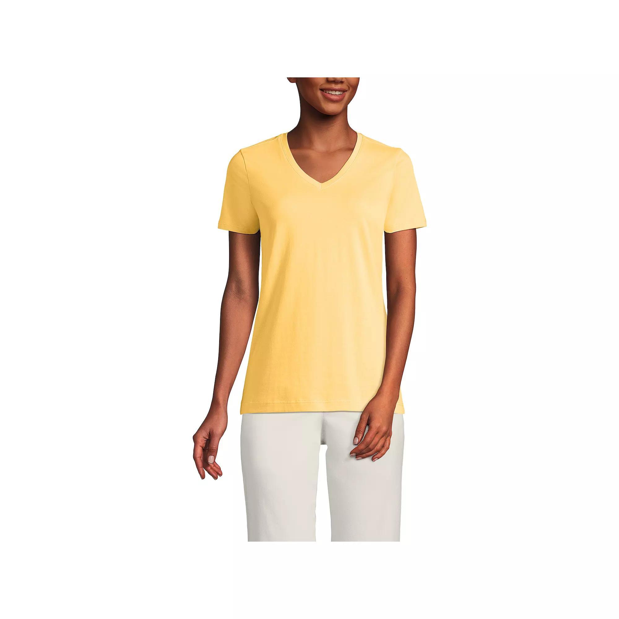 Petite Lands' End Relaxed-Fit Supima Cotton V-Neck Tee, Women's, Size: XS Petite, Simply Yellow Product Image