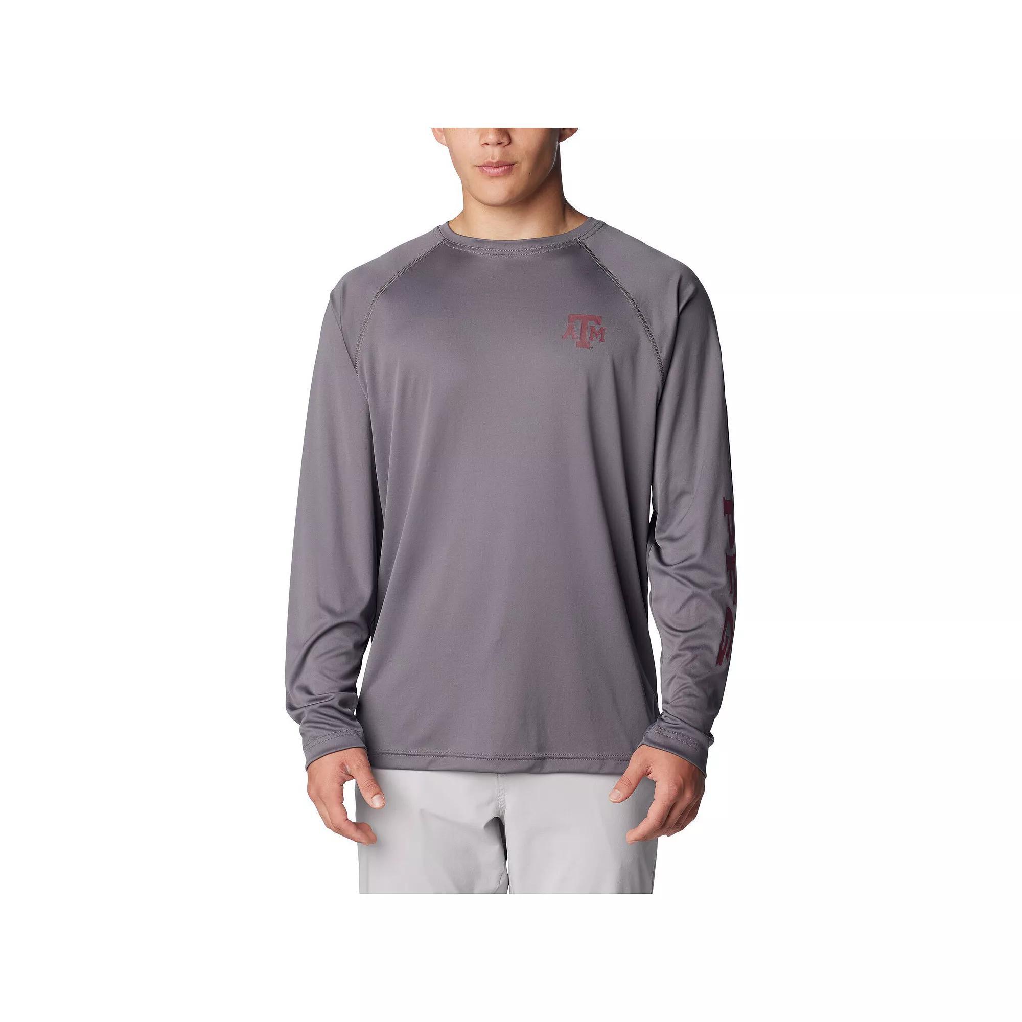 Men's Columbia Charcoal Texas A&M Aggies Terminal Tackle Omni-Shade Raglan Long Sleeve T-Shirt, Size: Large Product Image