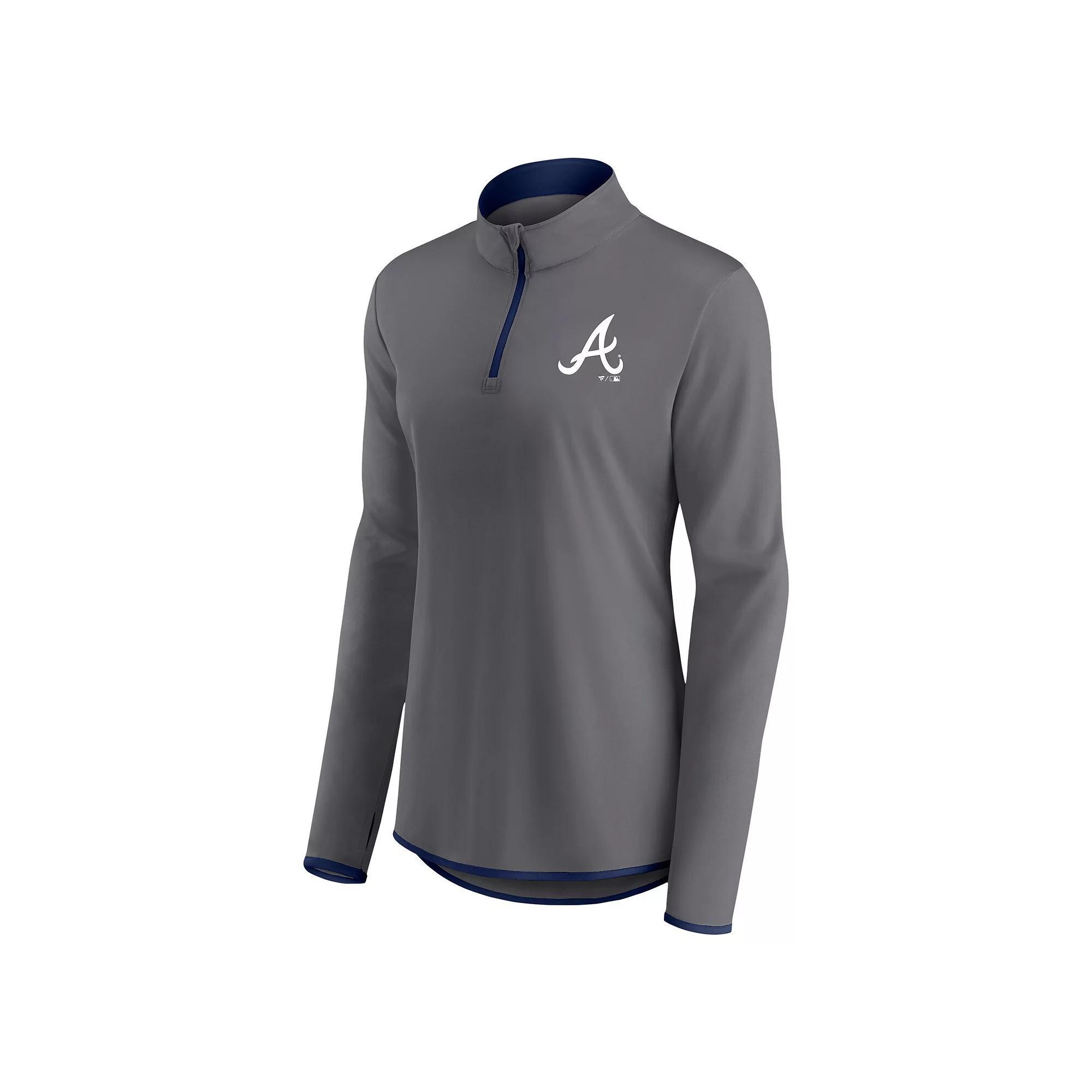 Women's Profile Charcoal Atlanta Braves Plus Size Quarter-Zip Jacket, Size: 1XL Product Image