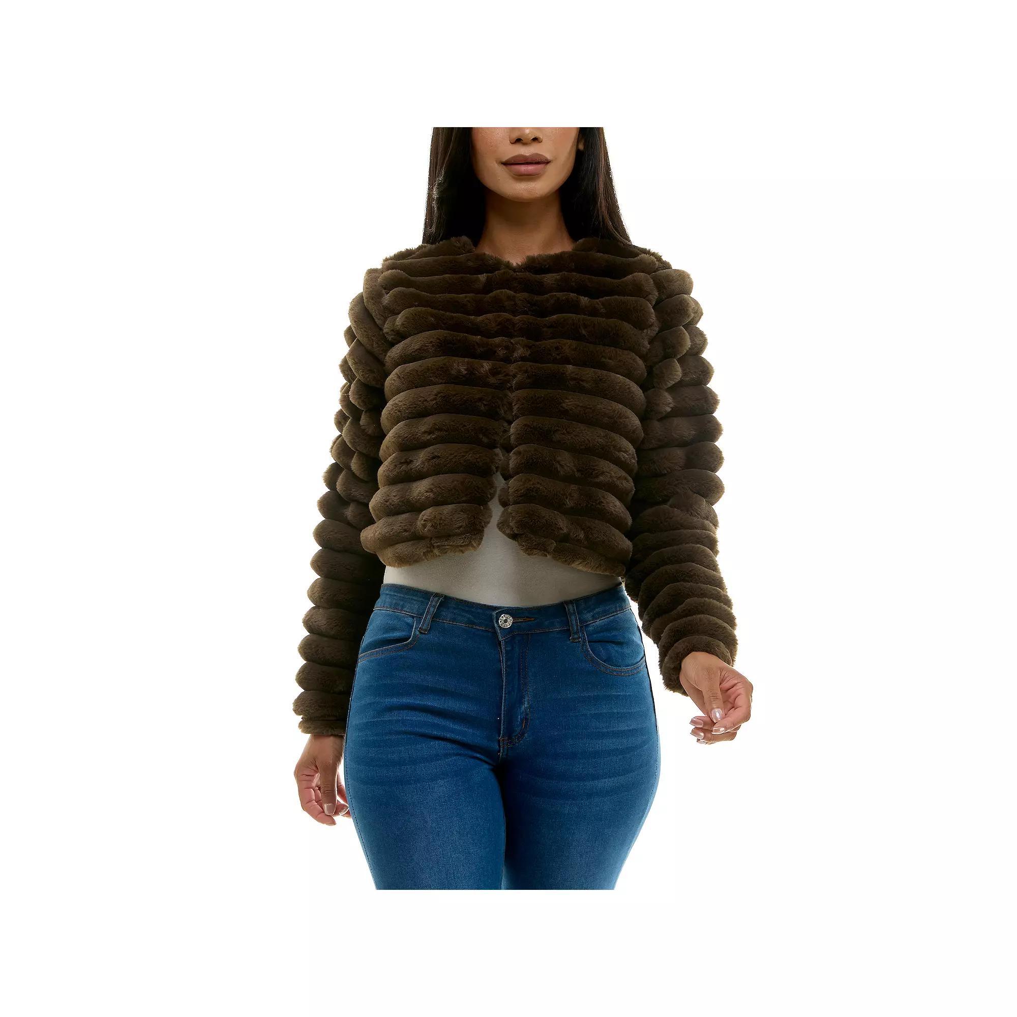 Womens Nina Leonard Long Sleeve Faux Fur Bolero Product Image