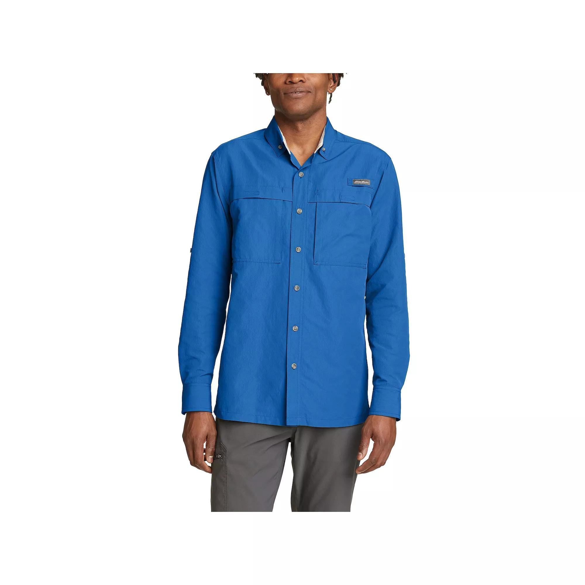 Men's Eddie Bauer Ripstop Guide Long Sleeve Button-Down Shirt, Size: XXL, Pacific Blue Product Image