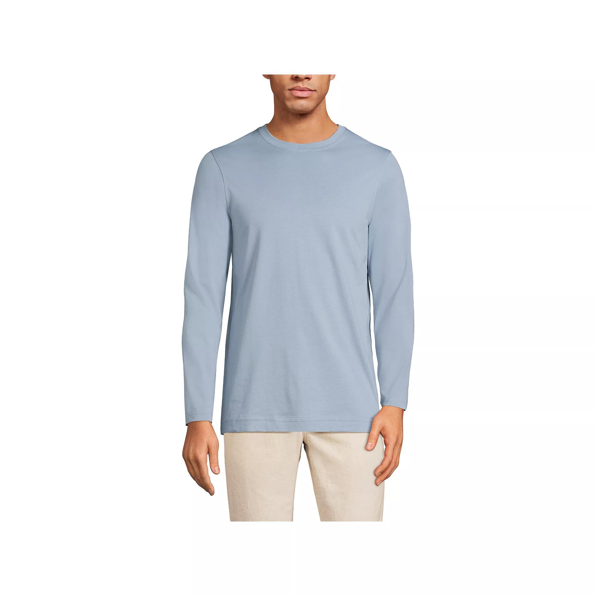 Big & Tall Lands' End Supima Crewneck Tee, Men's, Size: Large Tall, Pale Grey Blue Product Image