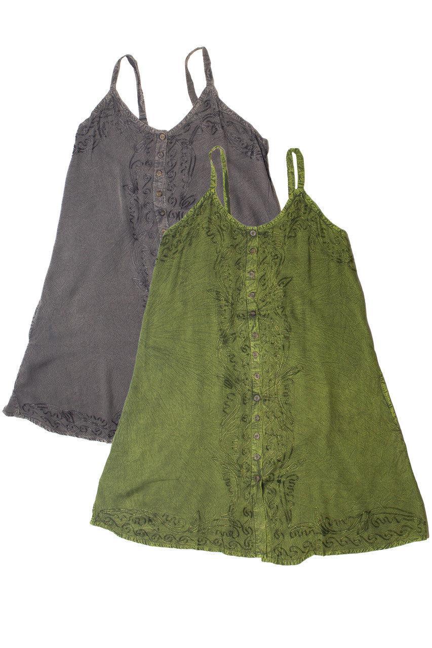Embroidered Stone Washed Mini Dress Product Image