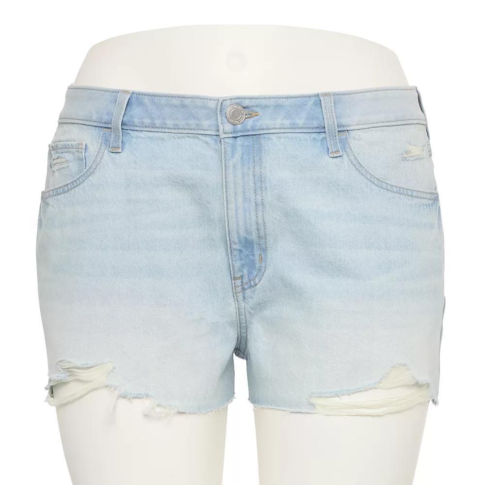 Juniors' Plus Size SO® Mid-Rise Relaxed Jean Shorts, Women's, Size: 20, Light Destructed Product Image