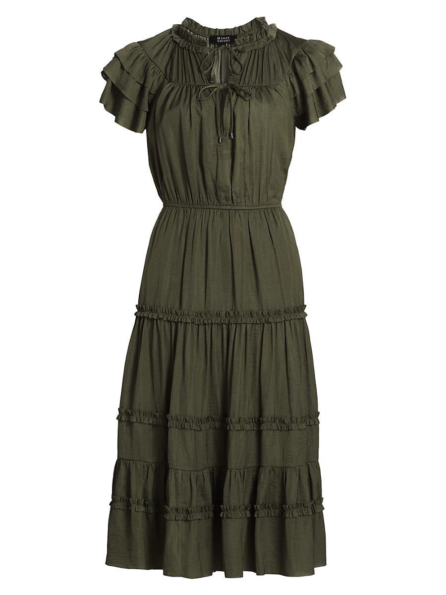 Womens Parachute Ruffled Midi-Dress Product Image