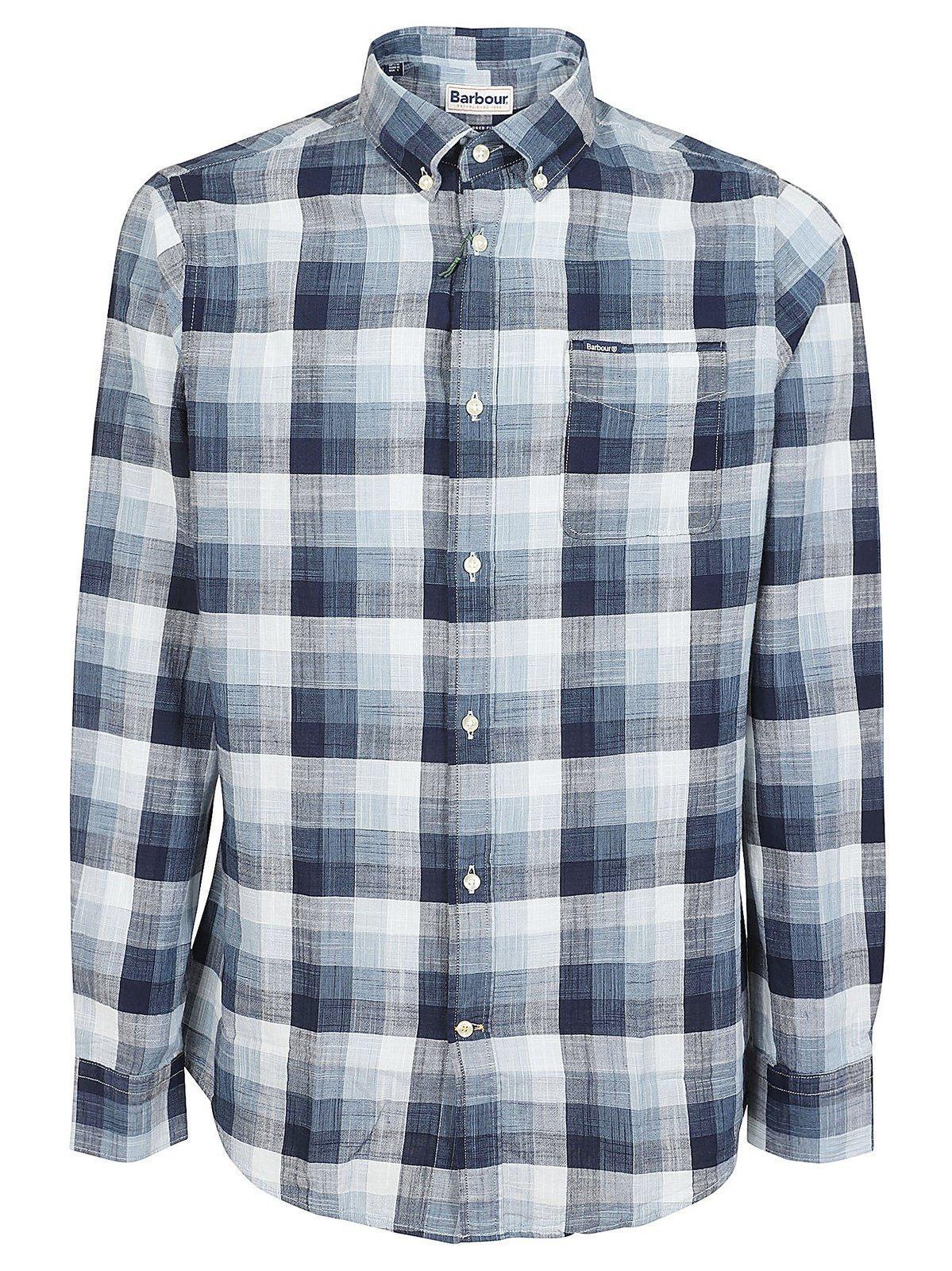 BARBOUR Checked Button In Navy Product Image