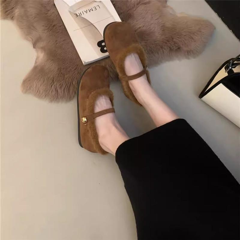 Fleece Trim Mary Jane Flats Product Image