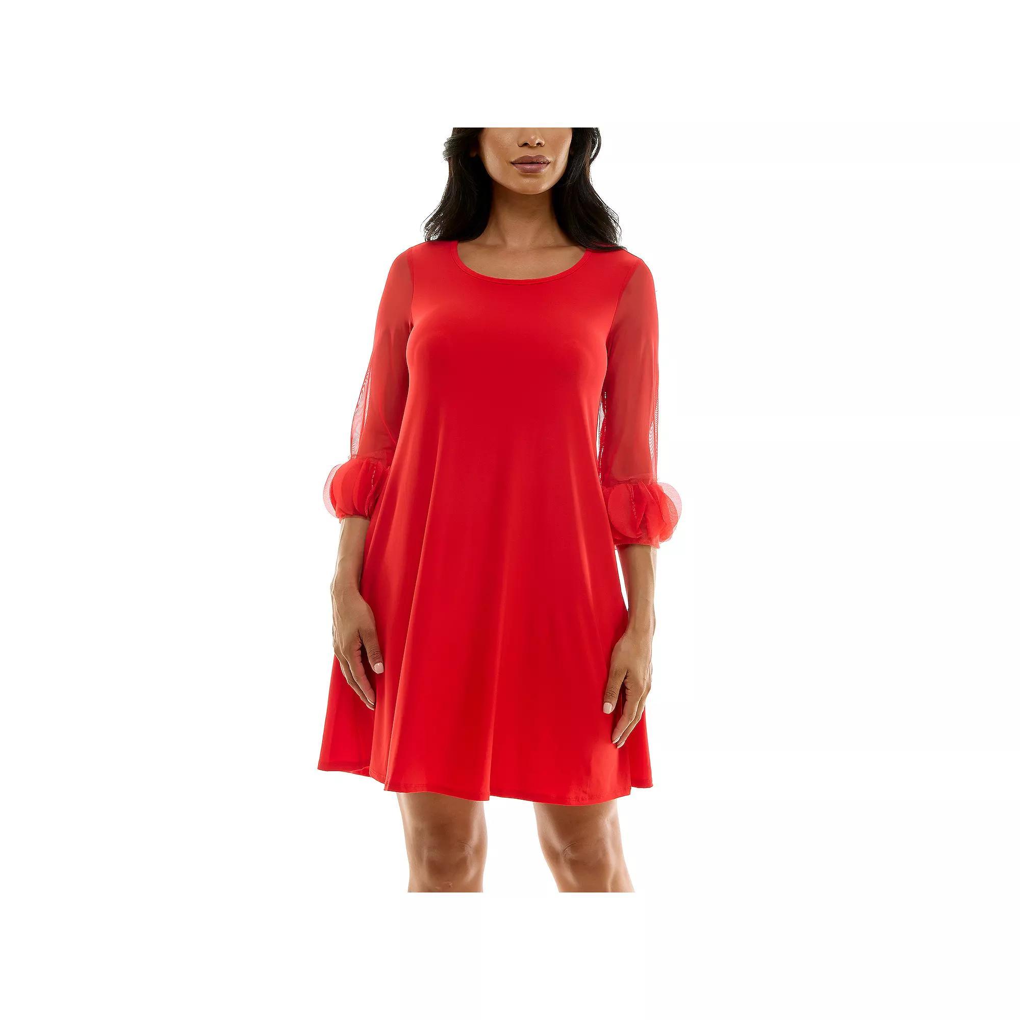 Women's Nina Leonard Trapeze Dress with Pockets, Size: Large, Black One Product Image
