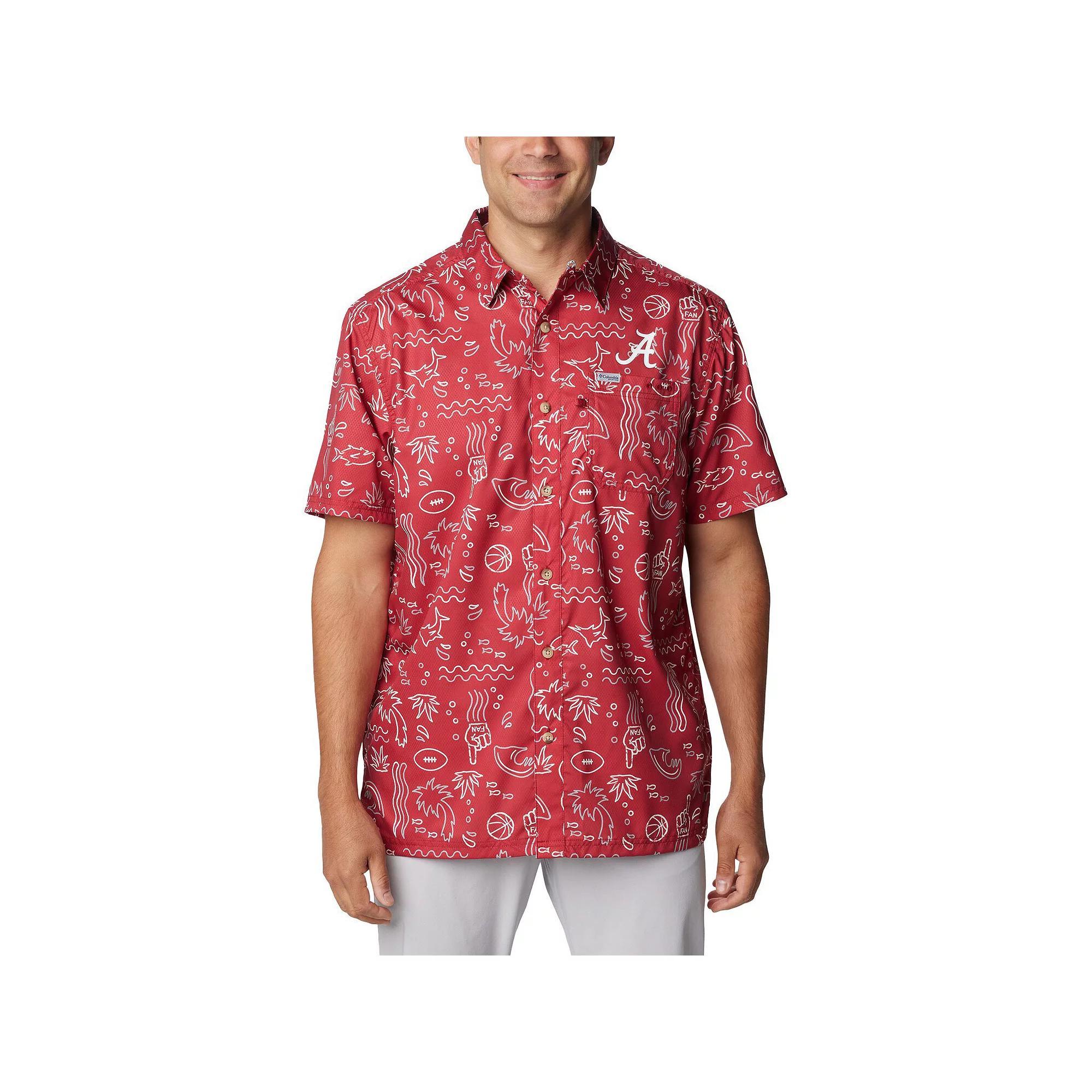 Men's Columbia Crimson Alabama Crimson Tide Super Slack Tide Omni-Wick Button-Up Shirt, Size: Small, Red Product Image