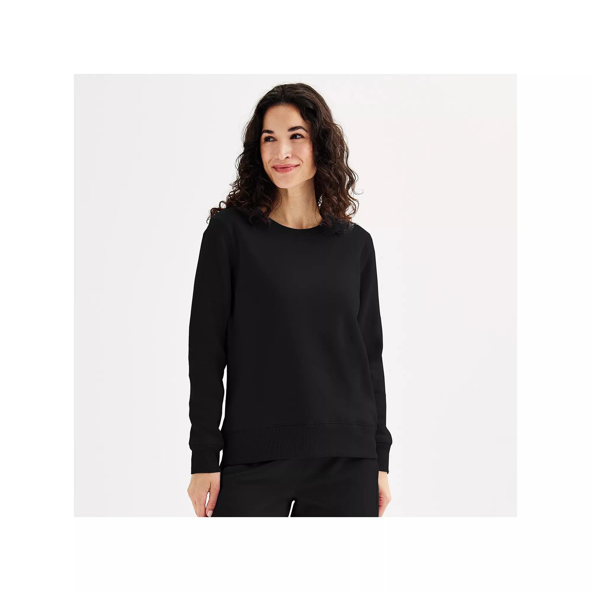 Women's Tek Gear® Ultrasoft Fleece Crewneck Sweatshirt, Size: Large Tall, Mineral Black Product Image