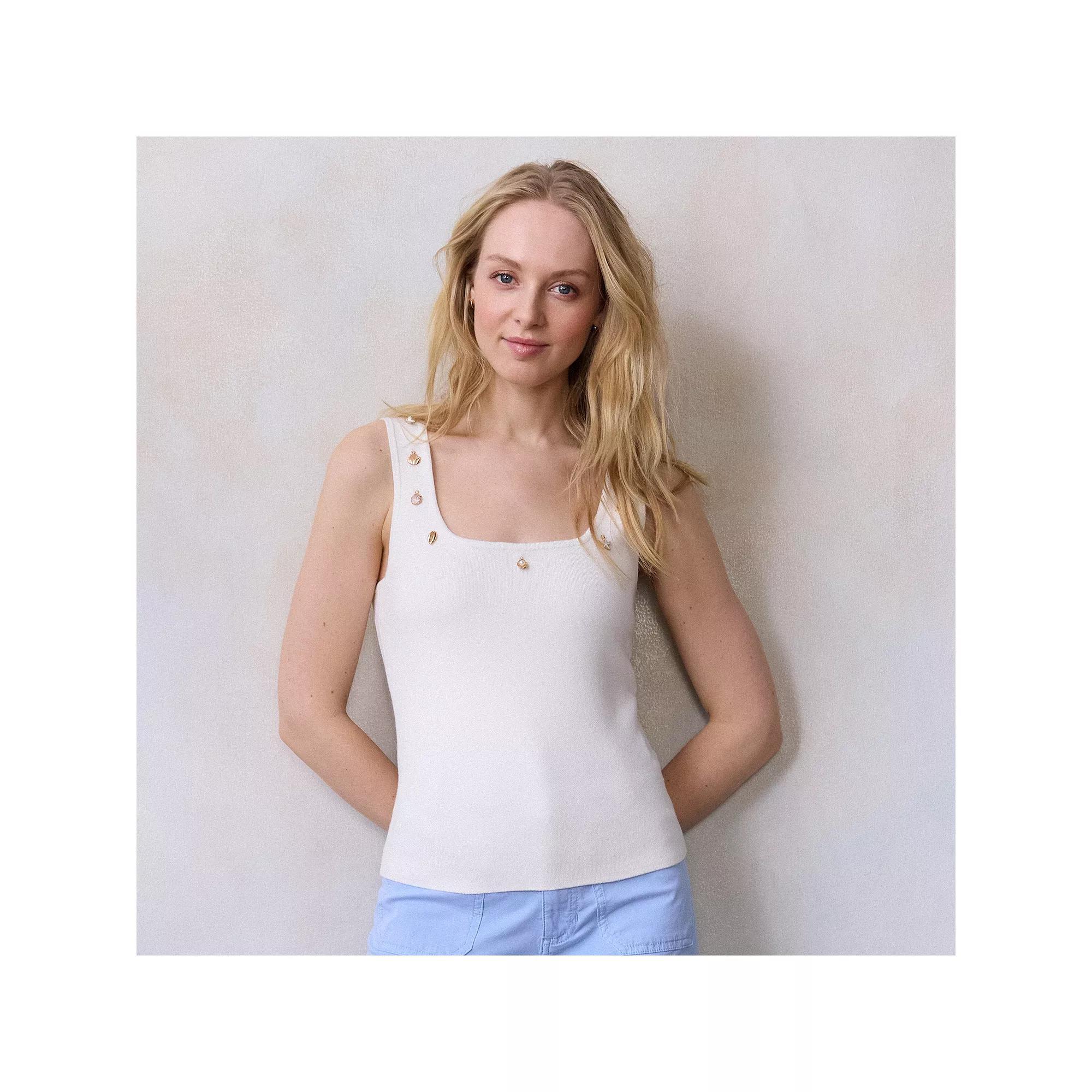Petite LC Lauren Conrad Charm Sweater Tank Top, Women's, Size: XL Petite, White Knight Product Image