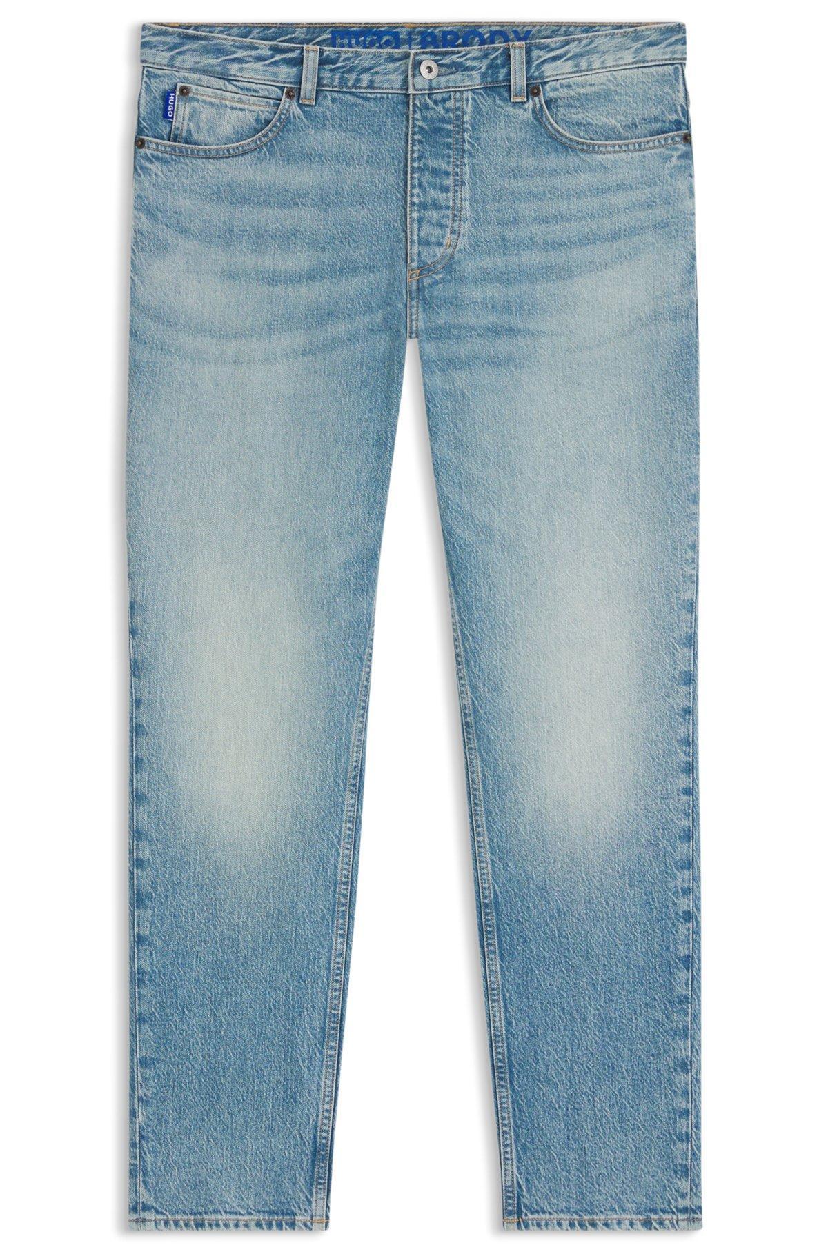 Tapered-fit jeans in green-cast stretch denim Product Image