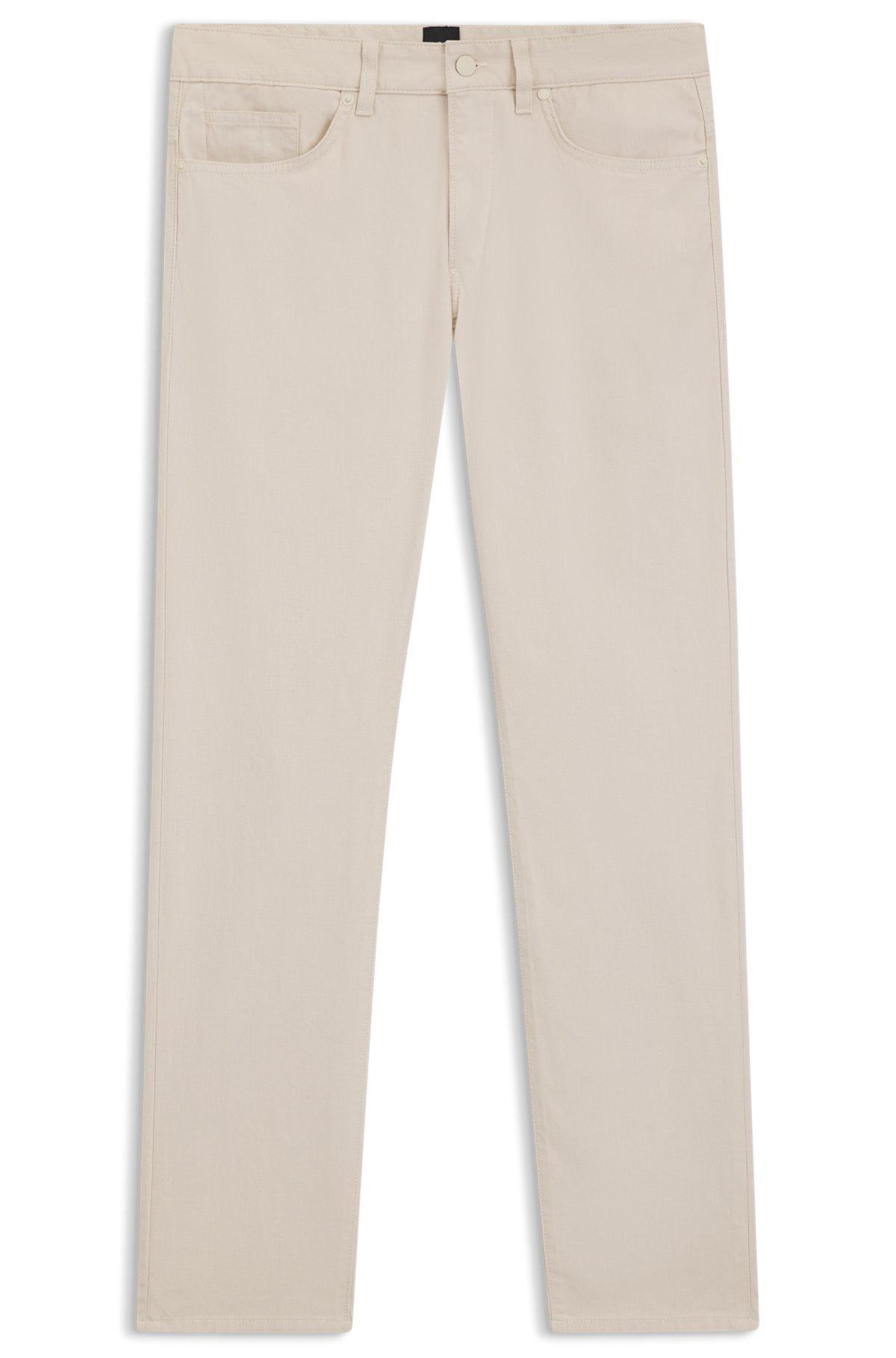 BOSS - Delaware slim-fit trousers in patterned stretch cotton - White Product Image
