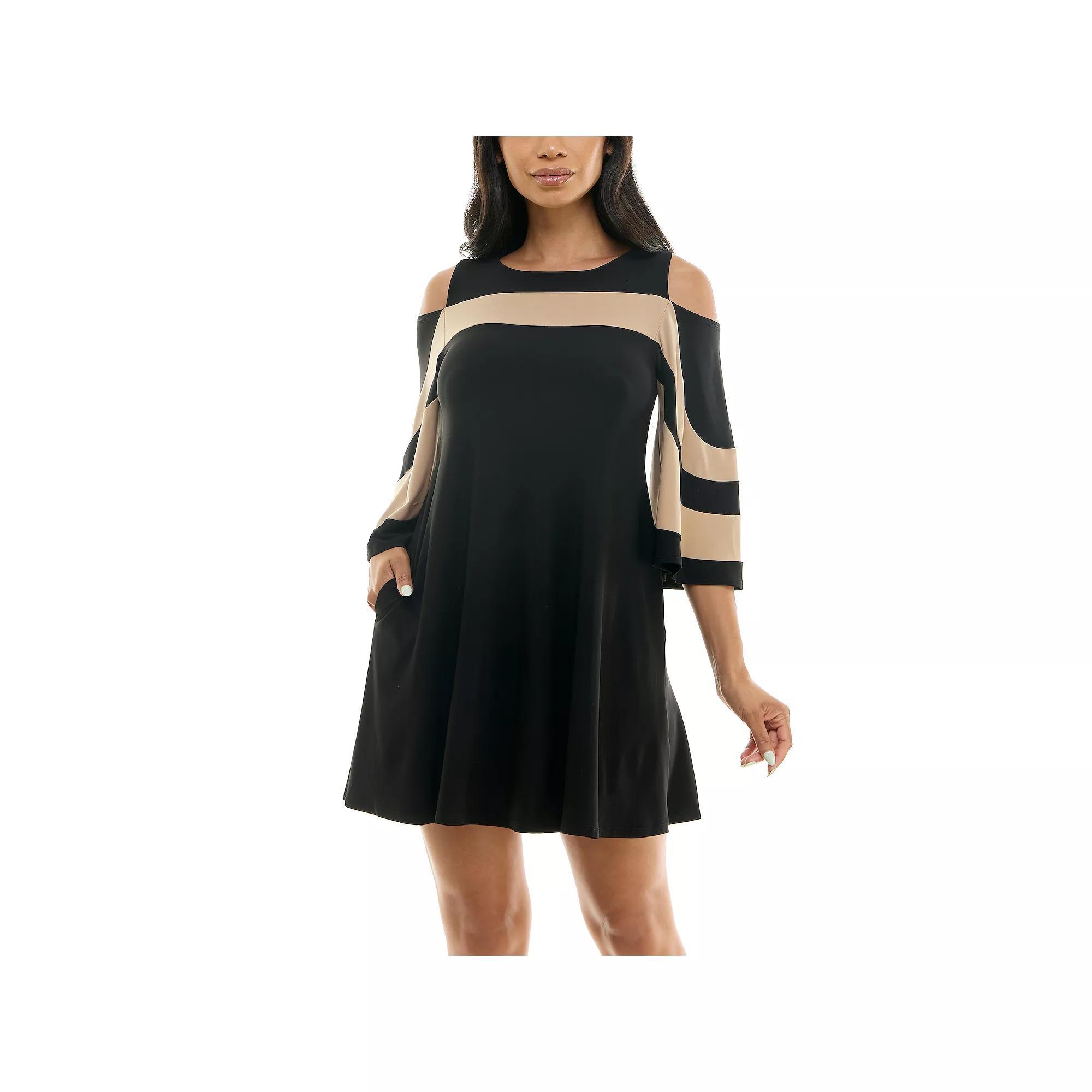 Women's Nina Leonard Draped Sleeve Cold-Shoulder Dress, Size: XL, Deep  Ivory Product Image