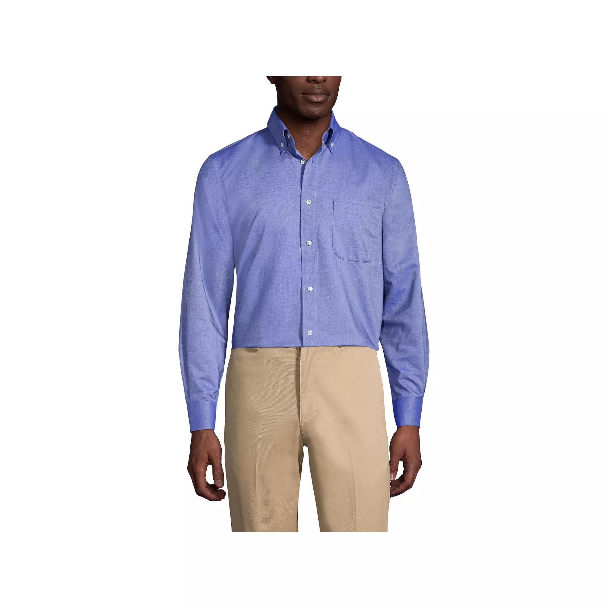 Men's Lands' End School Uniform Long Sleeve Solid Oxford Dress Shirt, Size: Small, Blue Product Image