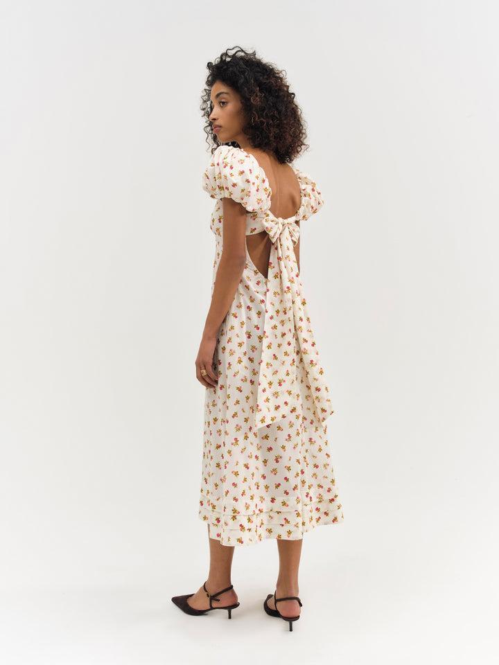 Adahlia Floral Midi Dress — Ivory Product Image